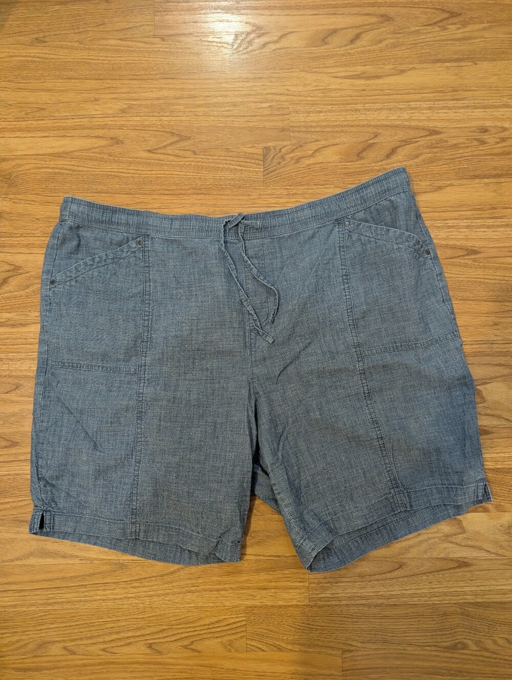 Women's Casual Drawstring Chambray Shorts - Blue